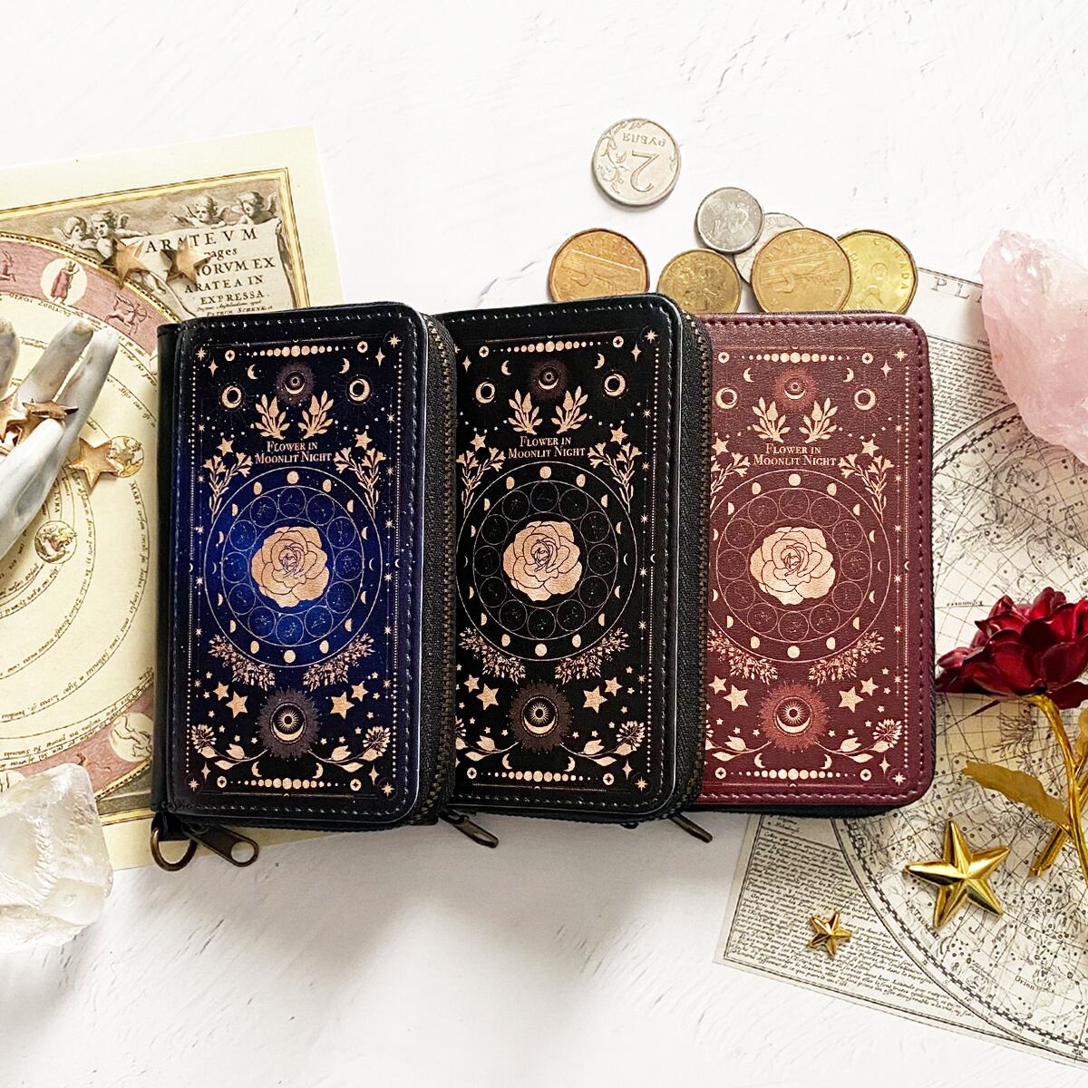 TOPTOY Moonin 夜の帳が下りる 伝書バト シークレット 新品未開封 ミニ財布｜月夜の花｜リールストラップ付き｜コンパクト財布｜定期入れ