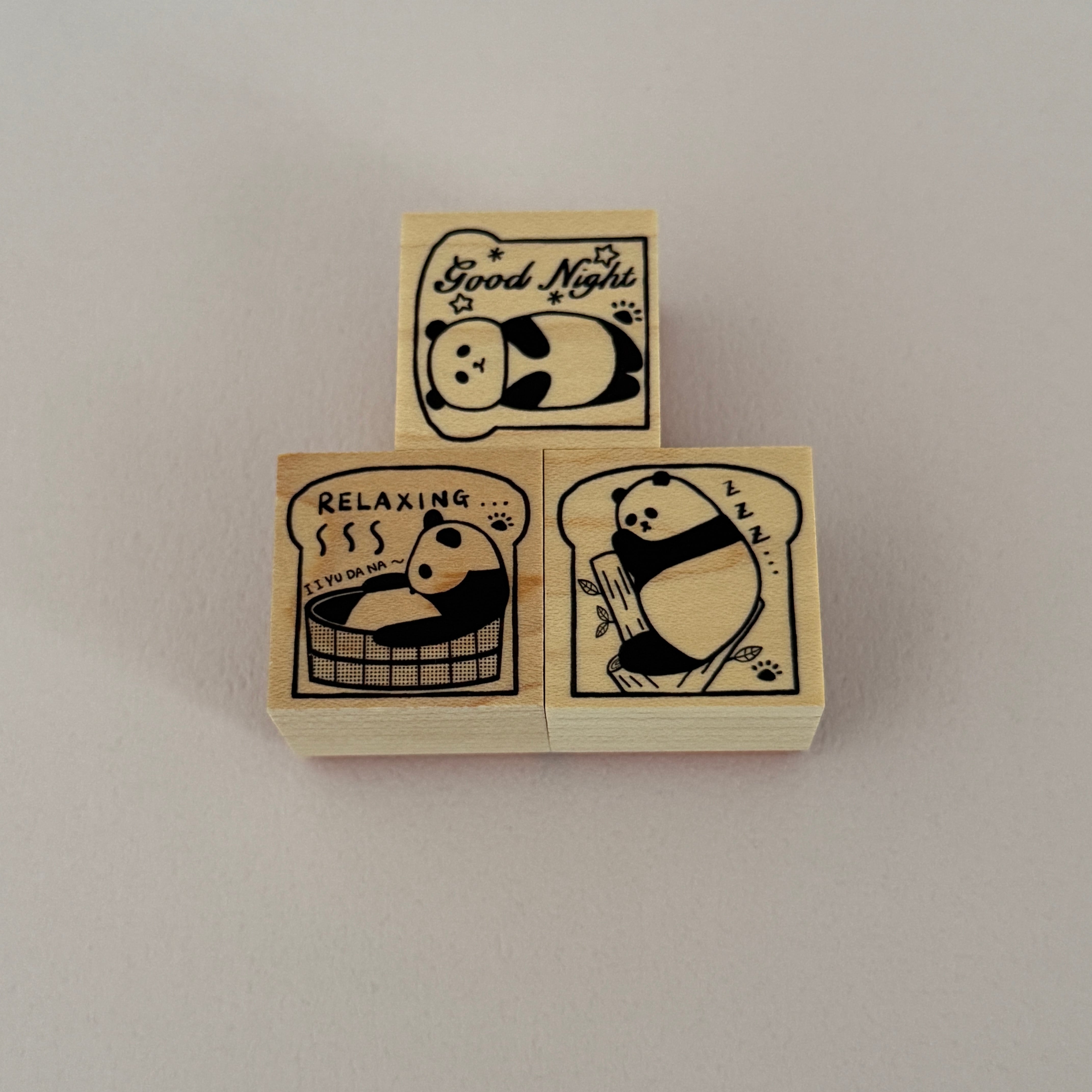手帳はんこ】ぱんだのおやすみスタンプセット｜Panda Sleep Set（3個