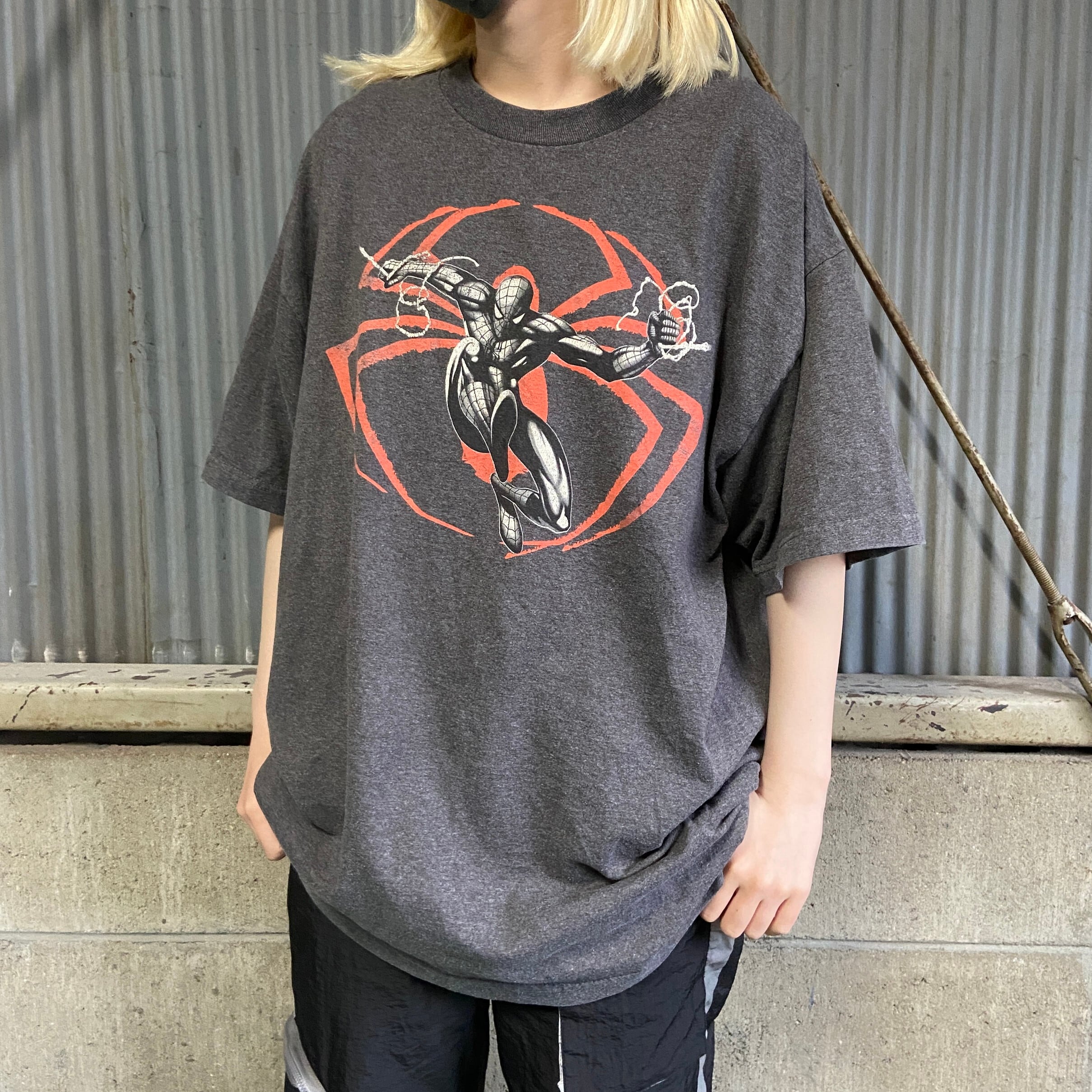 MARVEL SPIDER-MAN スパイダーマン キャラクタープリントTシャツ メンズXL 古着 マーベル 映画 ヒーロー ムービー コミック  アメコミ グレー【Tシャツ】【AN20】 | cave 古着屋【公式】古着通販サイト powered by BASE