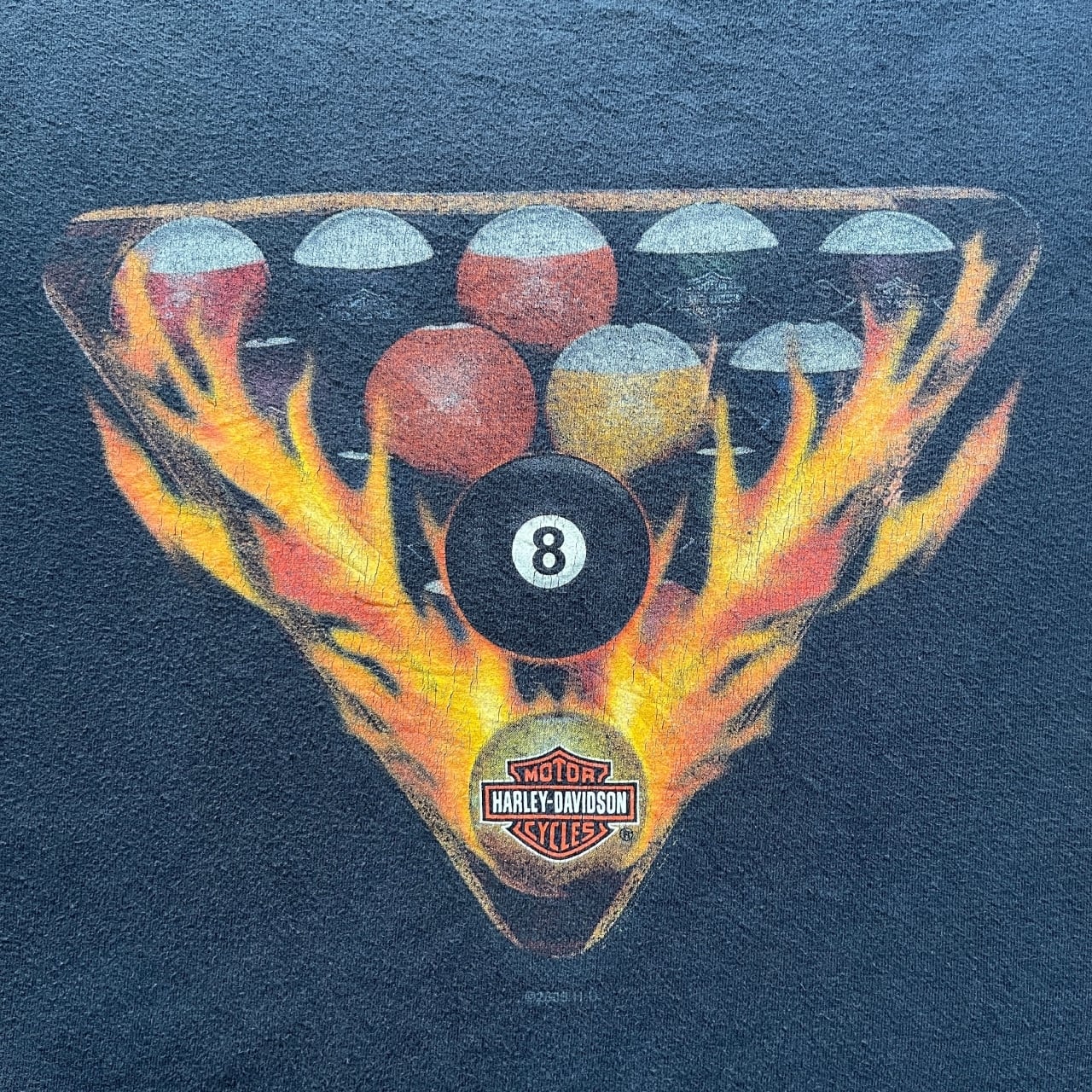 Harley Davidson 2005 Pool 8 Ball Flame Long Sleeves Tee | Vintage