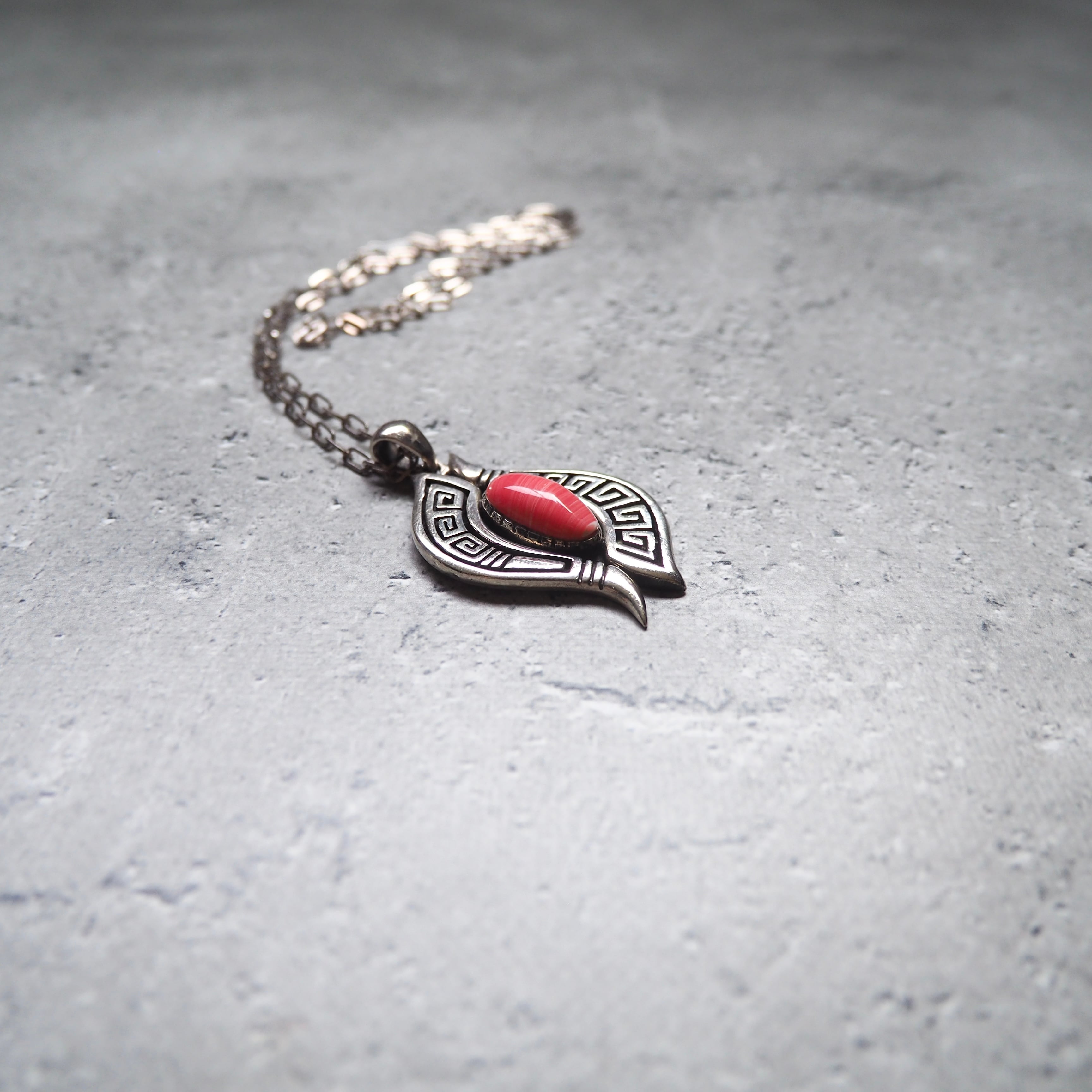 ” Silver 925 ” Spiny stone Custom vintage indian jewelry necklace