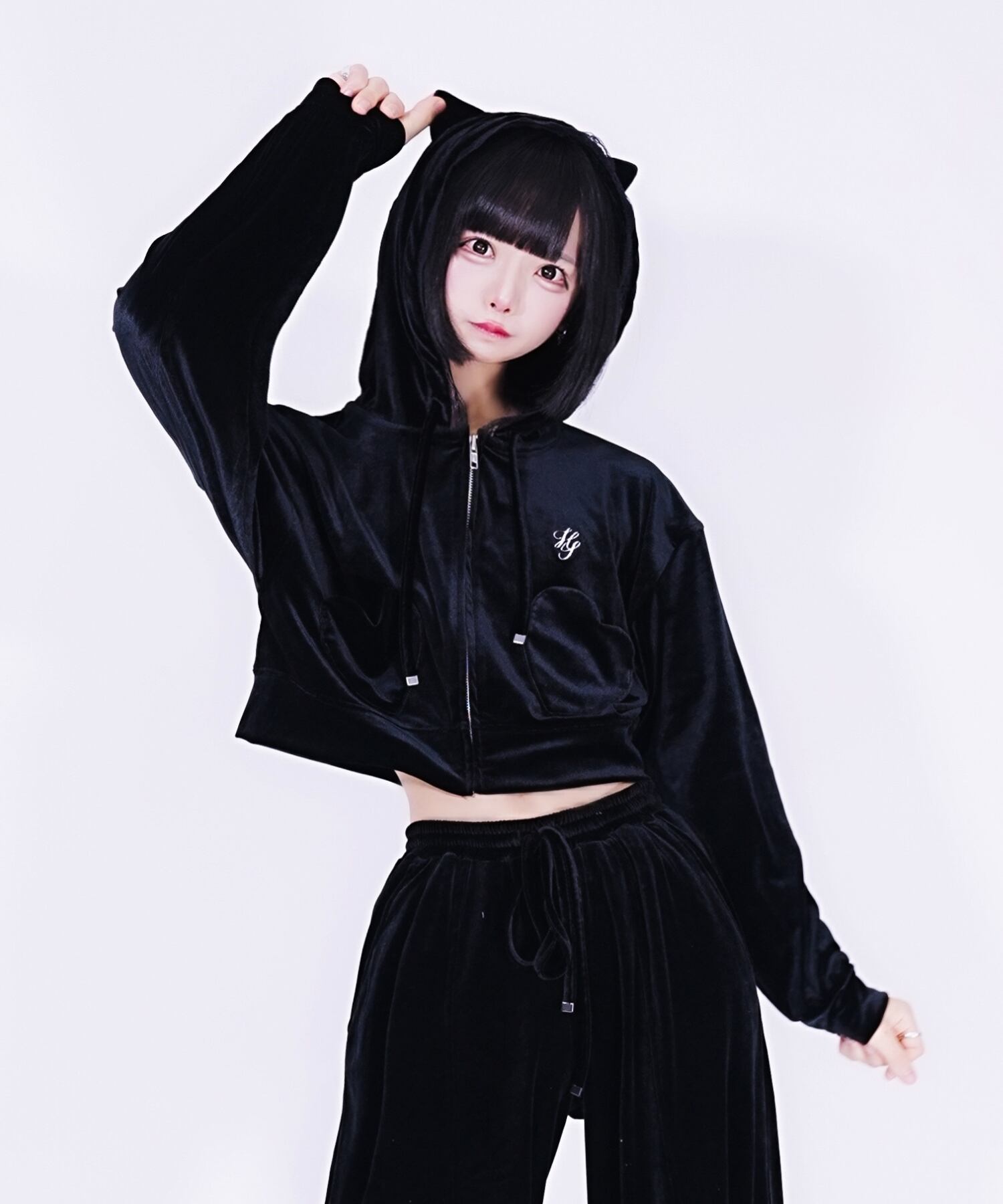 お嬢ベロアセットアップ(ブラック) | Hauls