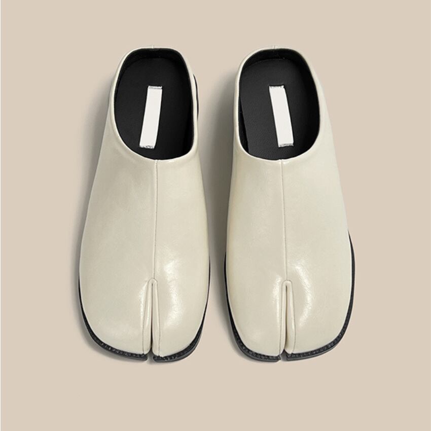 tabi low heel slip-on leather shoes L0507