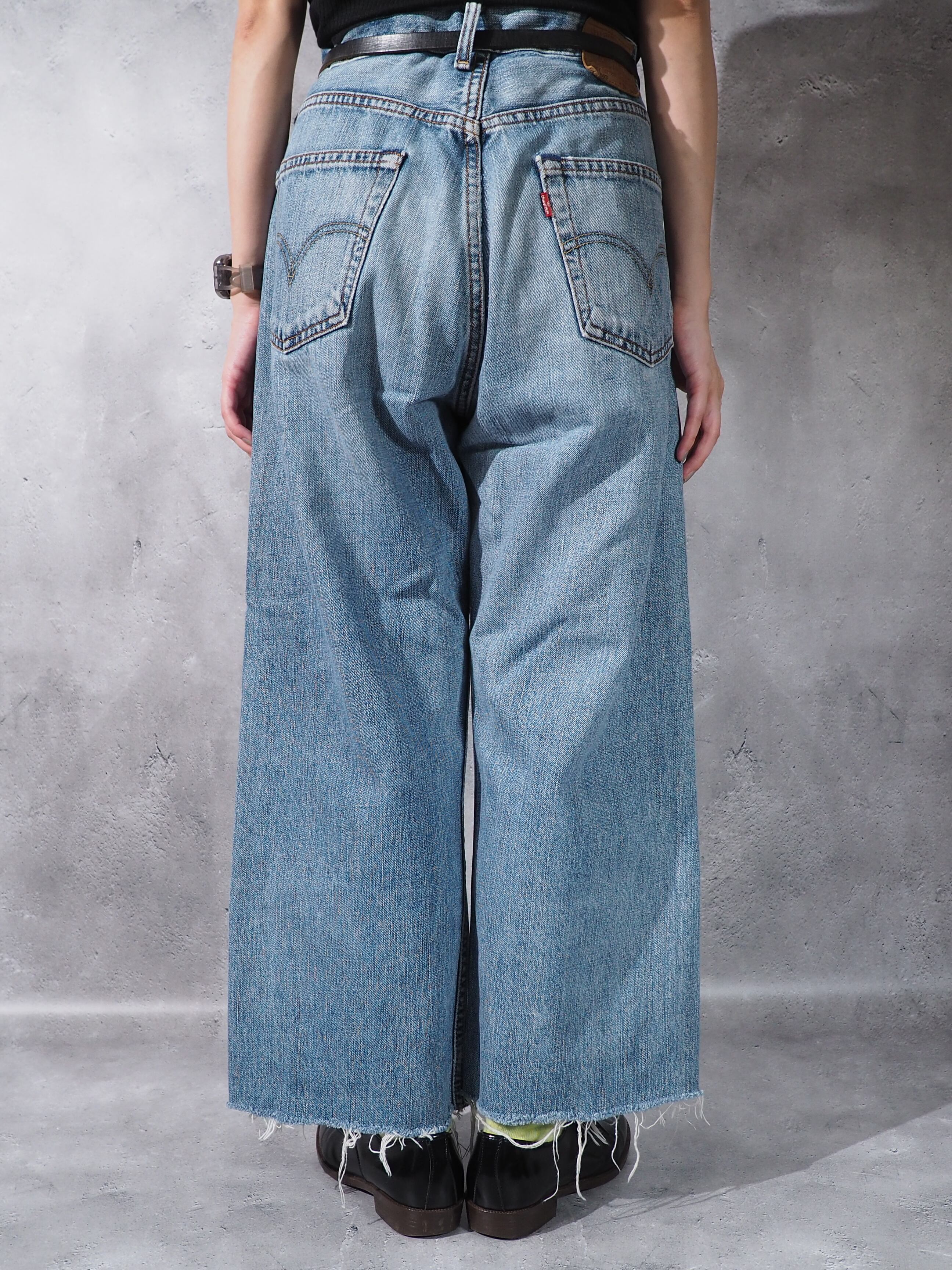 1980 - 90s Levi's 503 cut off straight wide denim pants