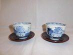 伊万里染付向付(2客) Blue & whute porcelain (two cups)