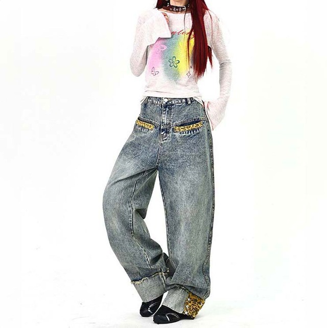 レオパードアクセントストリートデニム 2col   R01642