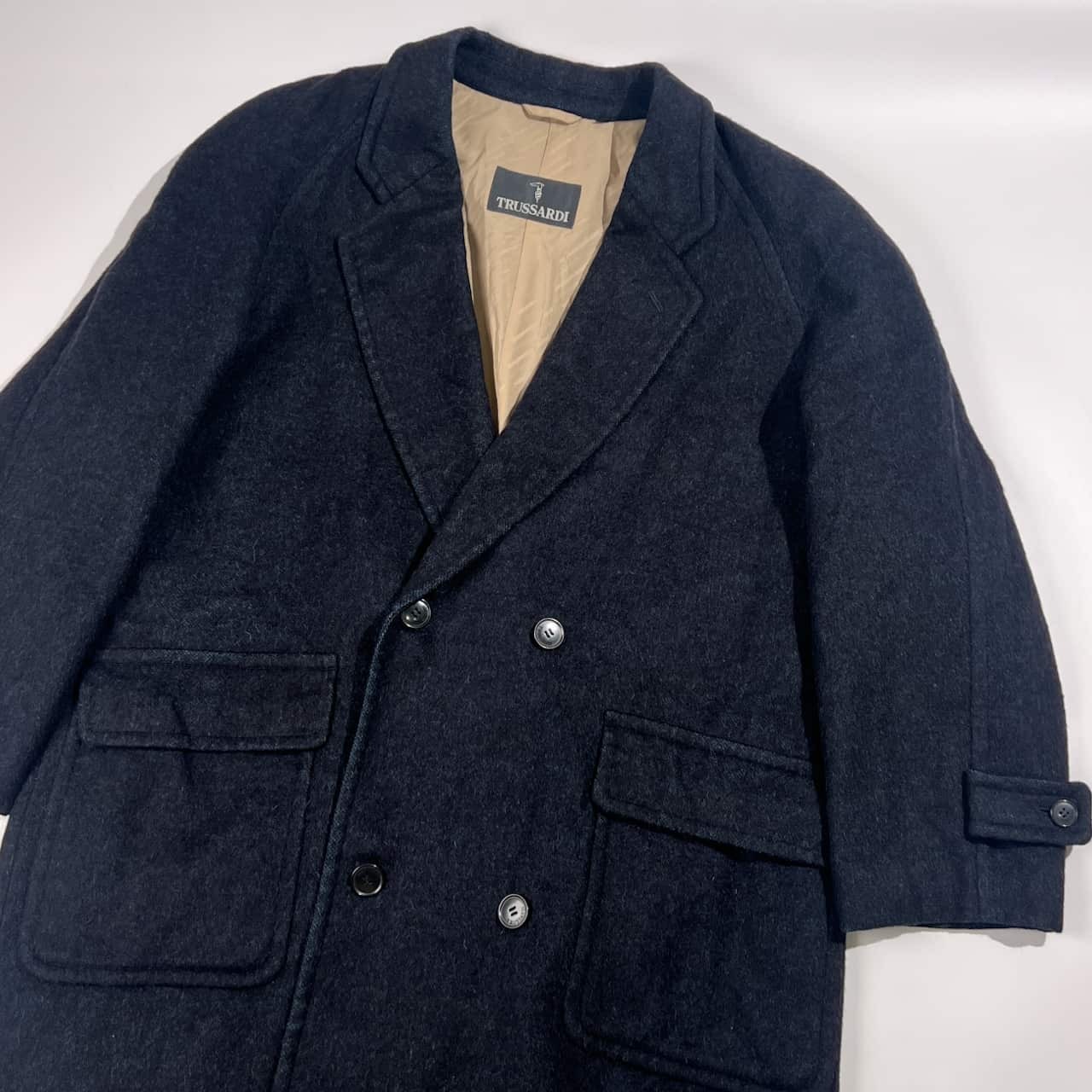 TRUSSARDI トラサルディ 裏地デザイン ダブル チェスターコート L/メンズ