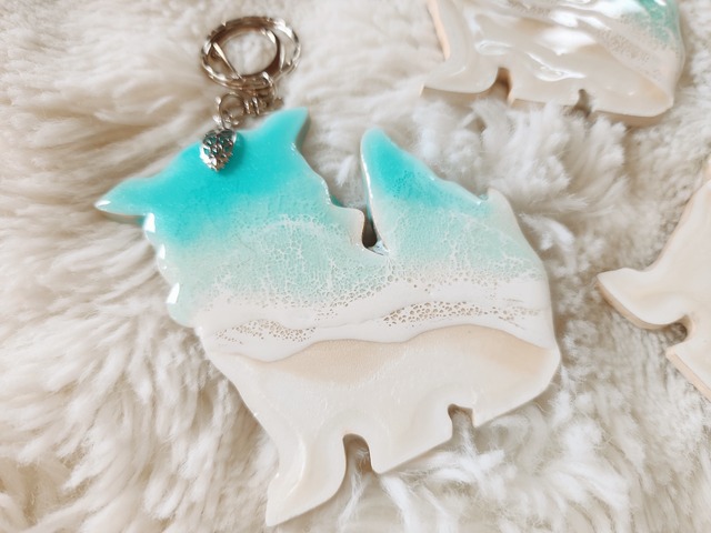 494.オーシャンレジンアート シーサーキーホルダー