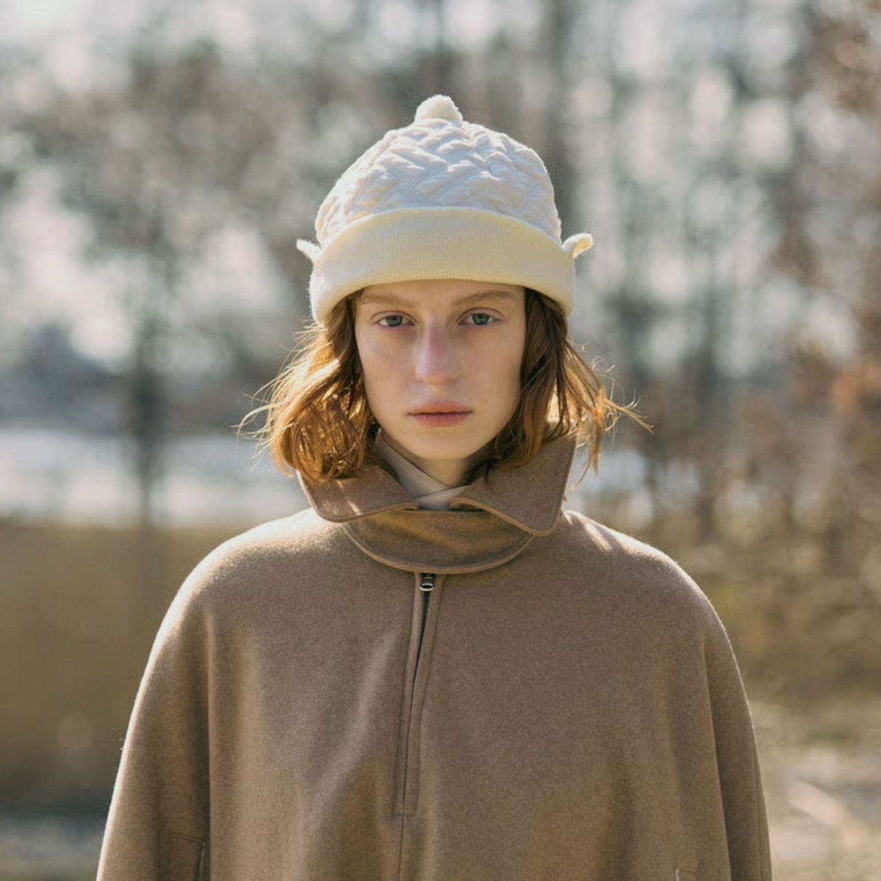 chisaki(チサキ)kio コットン キルティング風地模様 イヤーフラップ付きキャップ