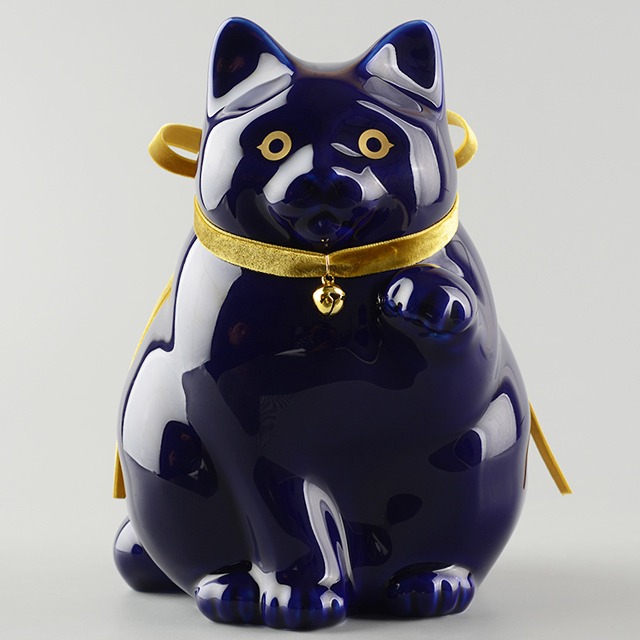 【有田焼】へそくりの招き猫 弍号瑠璃丸 / Manekineko Bank Second Model fat lapislazuli