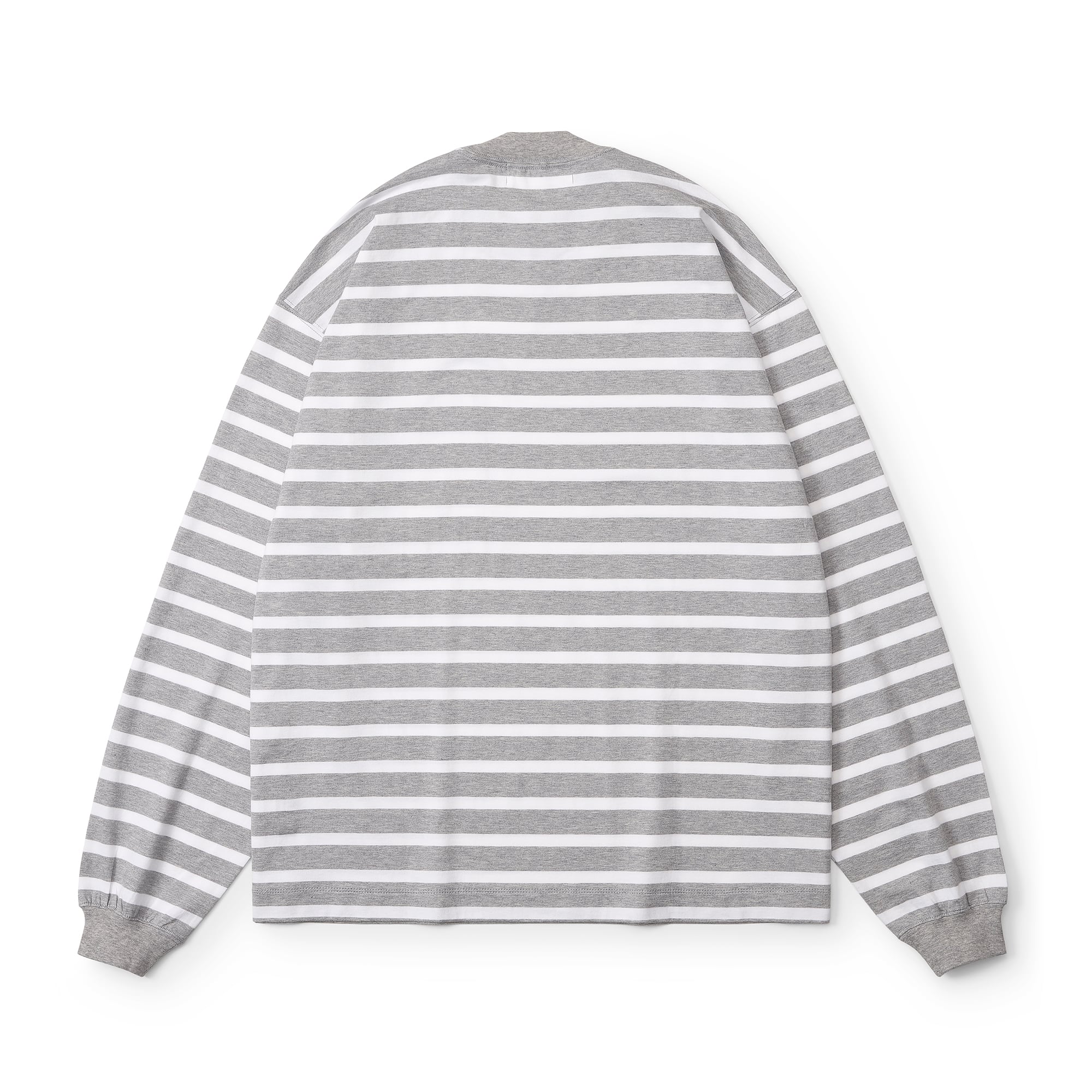 everyone high-gauge cotton border long sleeve tee shirt (GRAY×WHT