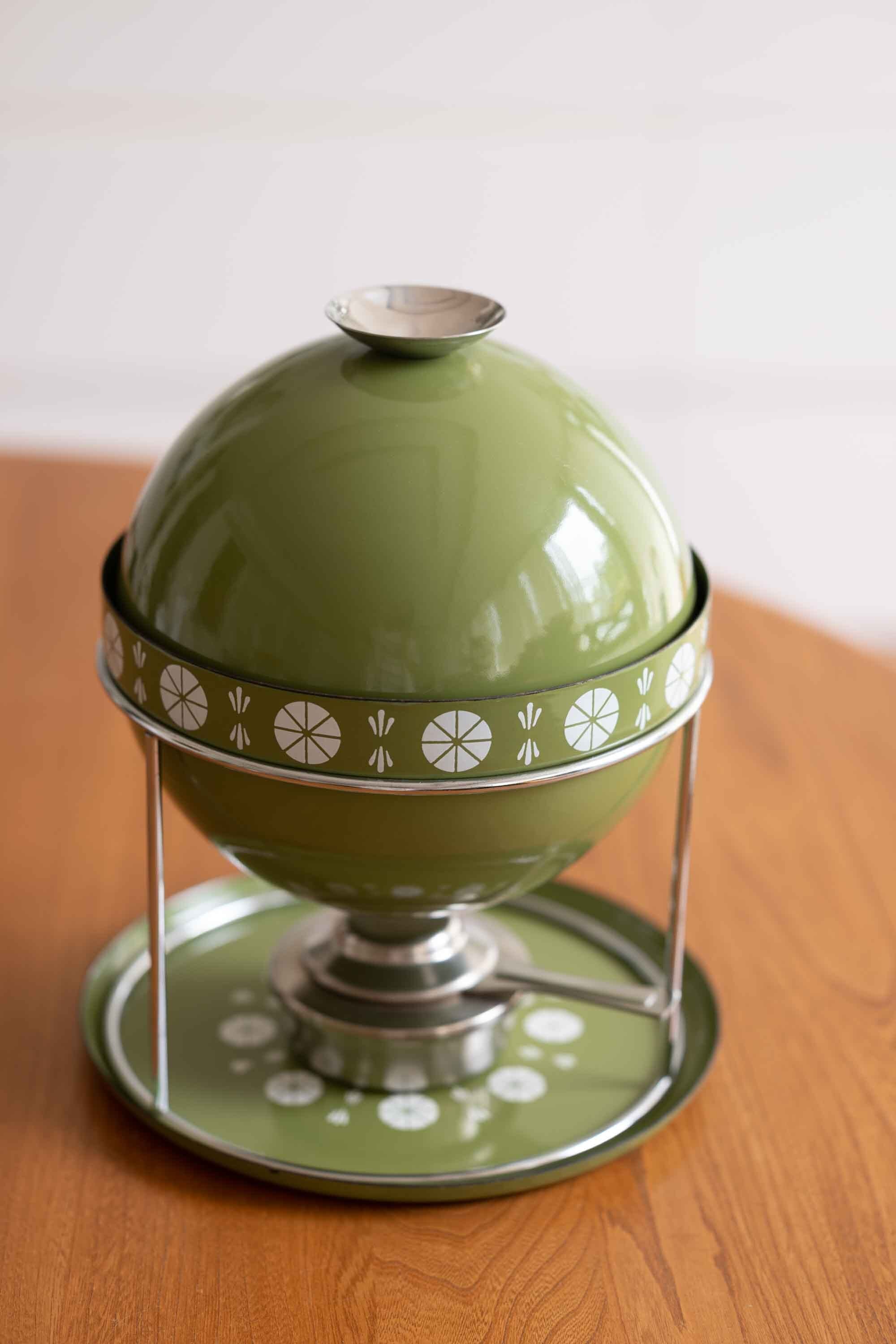 キャサリンフォルム フォンデュセット オイルヒーター付き ロータス柄