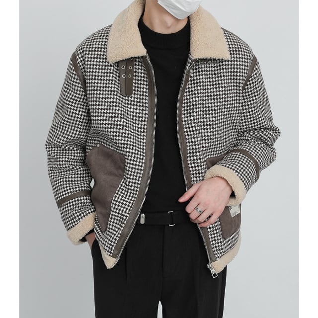 予約販売】フライトジャケット ブルゾン アウター ジップアップ 千鳥格