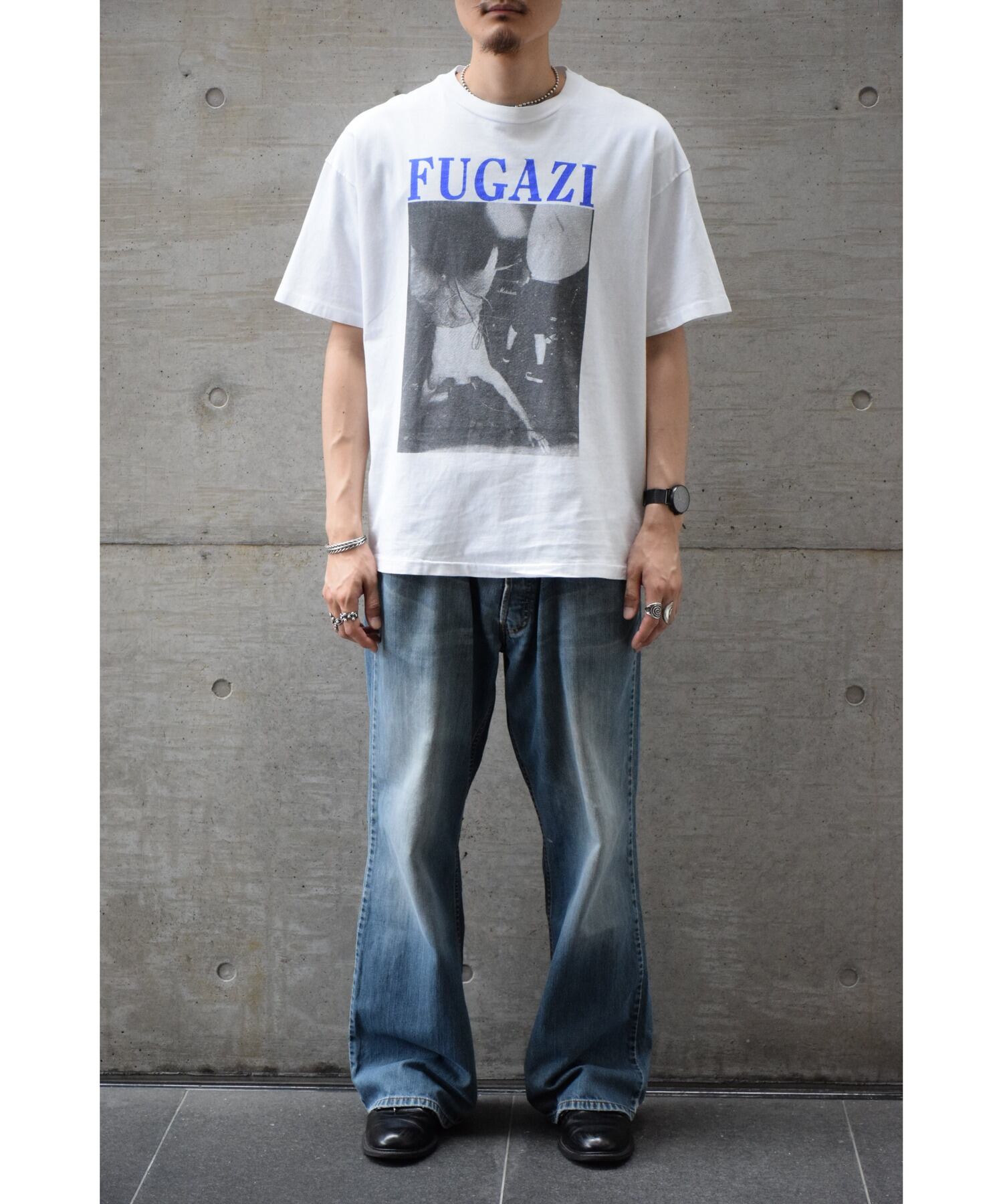 90s BLACK FLAG ビンテージバンドTシャツ FUGAZI 野村訓市 SPECIAL!!】90's USA製 FUGAZI バンドTシャツ メンズXL ホワイト