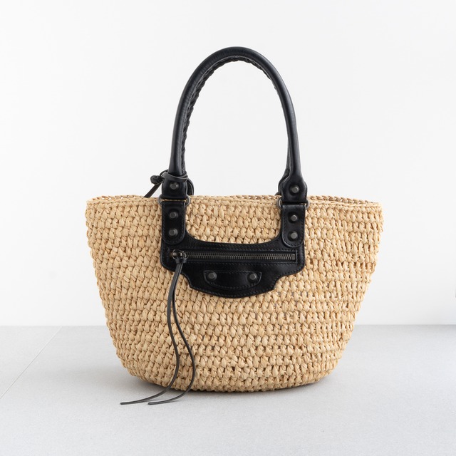 バレンシアガ パニエXS ラフィア ショルダーバッグ