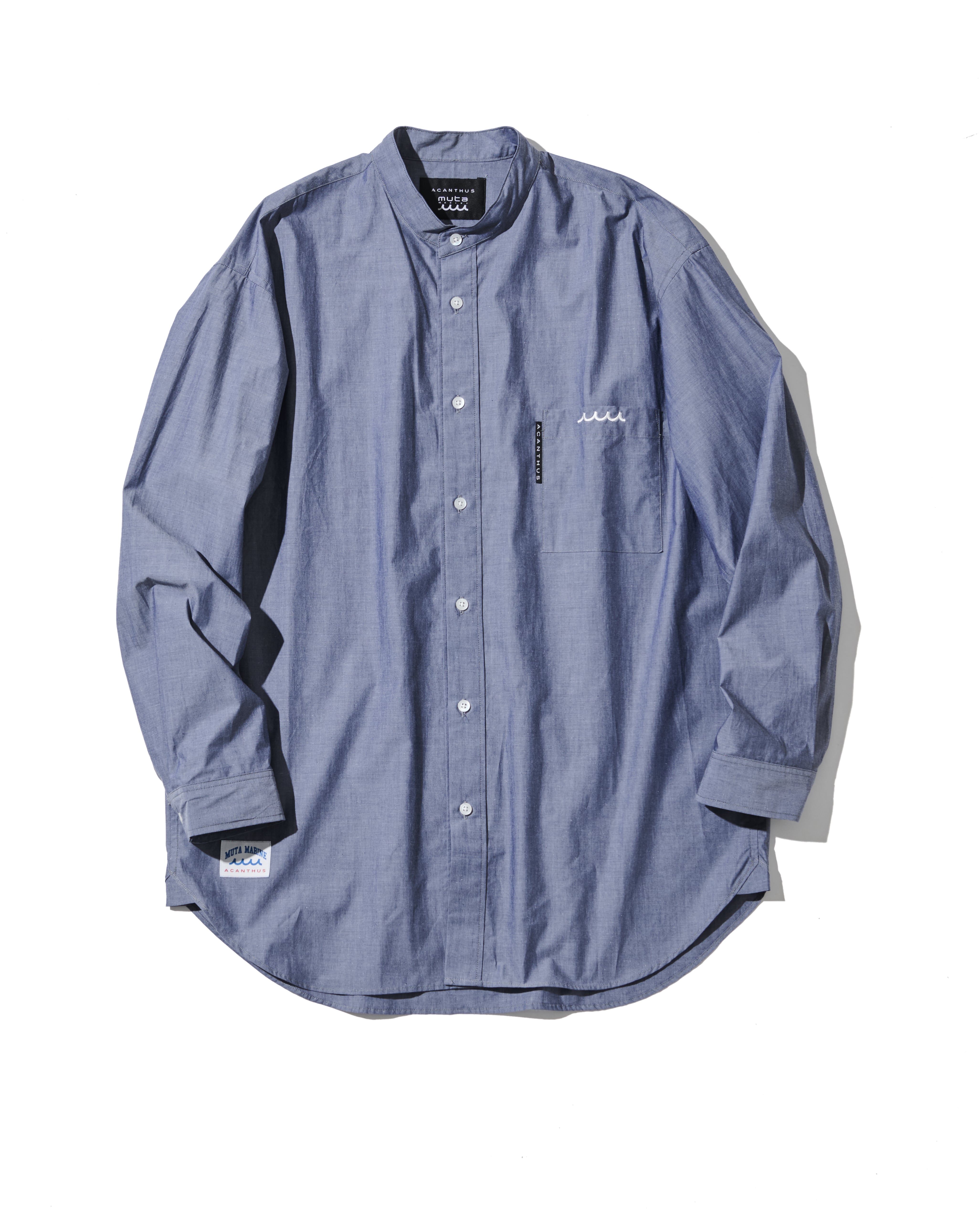 muta MARINE × ACANTHUS オーバーサイズ バンドカラーシャツ