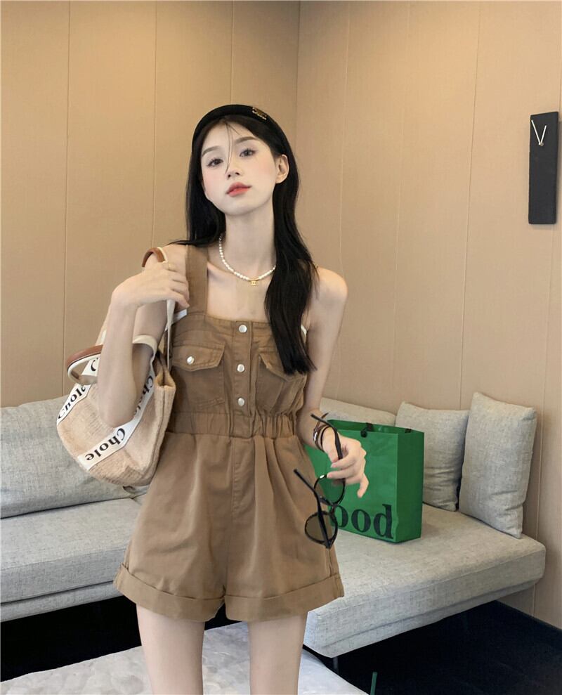 デニムオーバーオール ショート ワイドレッグ シンプル トレンド カジュアル ポップ 韓国ファッション 2color S L Luluca 韓国トレンドファッションluluca ルルカ