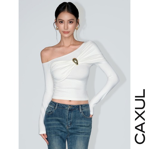 ジュエルブローチ アシメショルダーT/2color