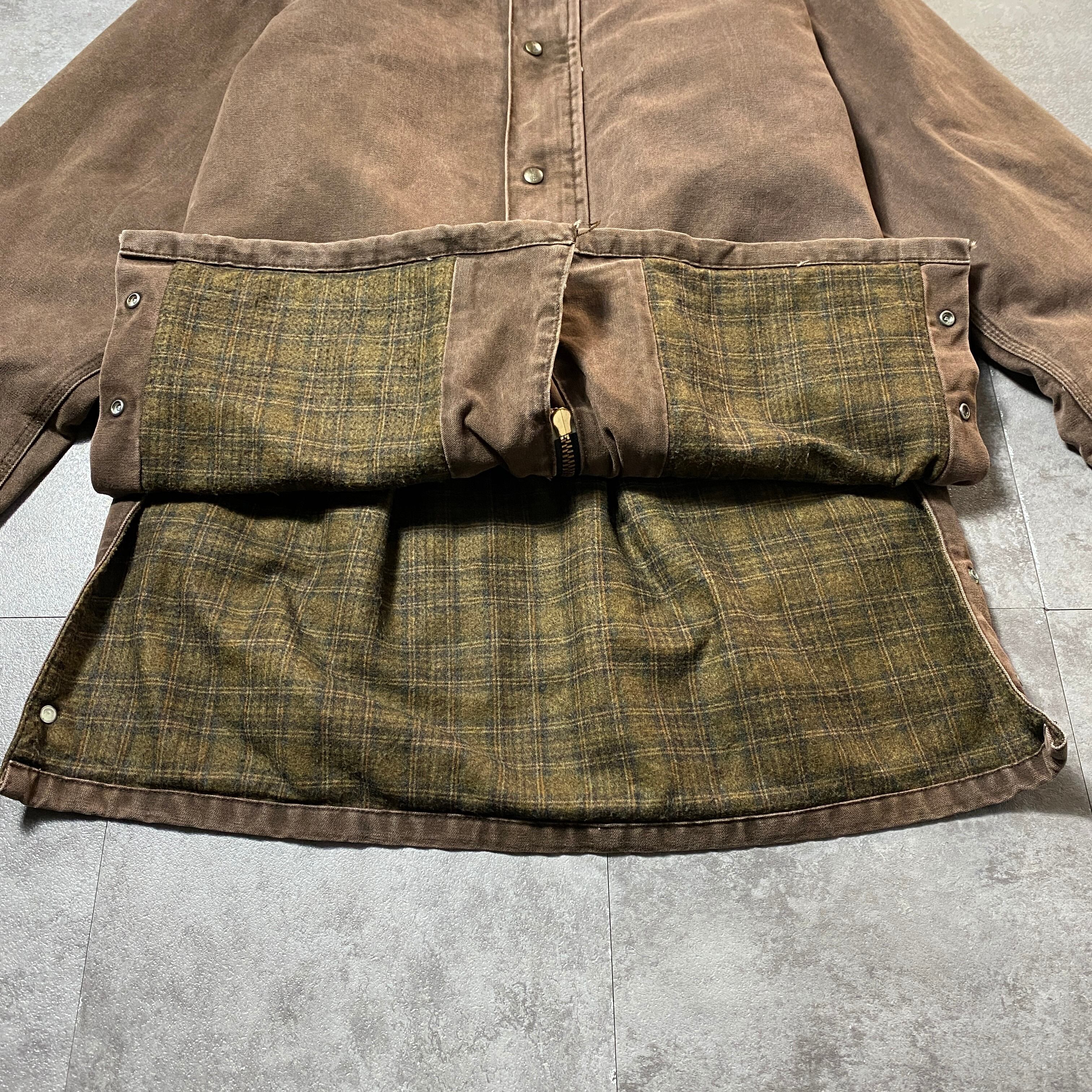 Carhartt ブラウンジャケット コーデュロイ襟 00's carhartt カーハート レザーパッチ コーデュロイ襟 ライナー