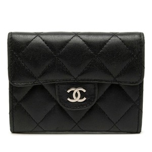 シャネル マトラッセ ココマーク コインケース 小銭入れ ブラック ラムスキン レディース CHANEL 【中古】