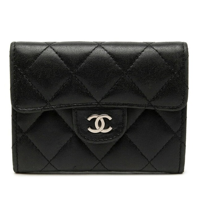 シャネル マトラッセ ココマーク コインケース 小銭入れ ブラック ラムスキン レディース CHANEL 【中古】