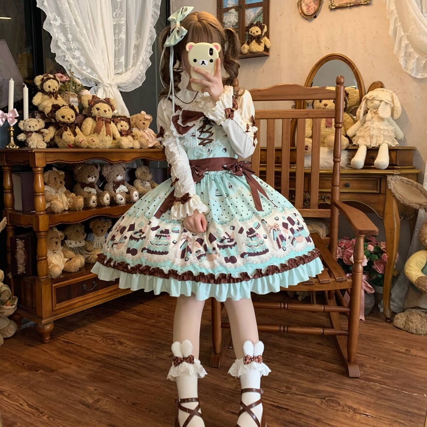 チョコミント ロリータ ジャンパースカート スイーツ柄 JSK ロリィタ