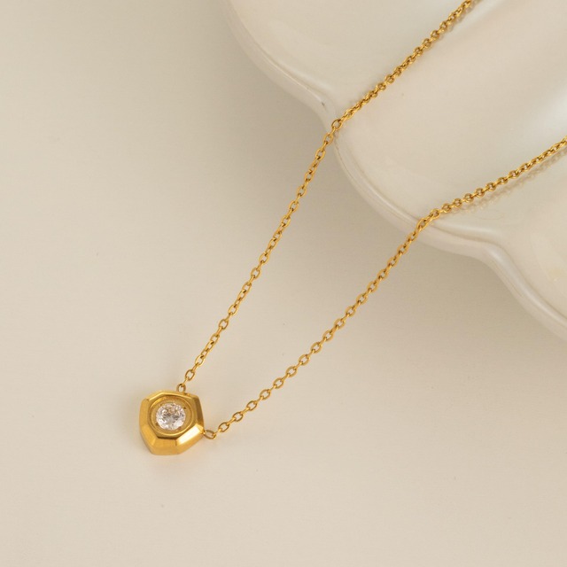 316L zirconia pentagonal necklace #n20