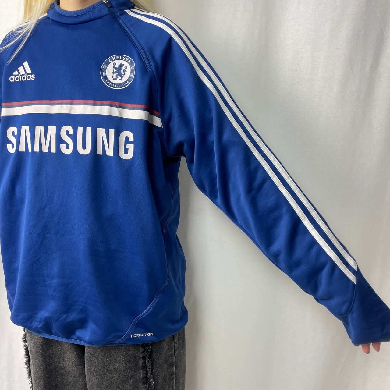 00年代 adidas アディダス チェルシー ユニフォーム ゲームシャツ メンズM相当 古着 変形 ハーフジップ 00s Y2K FC  CHELSEA FC サッカー SAMSUNG 長袖 ヴィンテージ ビンテージ パフォーマンスロゴ ブルー ホワイト 青色 白色【ゲームシャツ】 |  cave ...