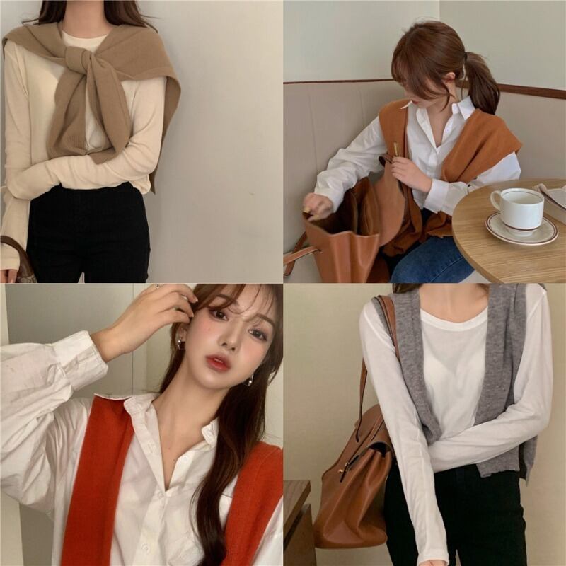 ニットセーター レディーススプリングスタイルソリッド カラートップス 春物 ソリッドカラー ブラックストロベリース10568117240