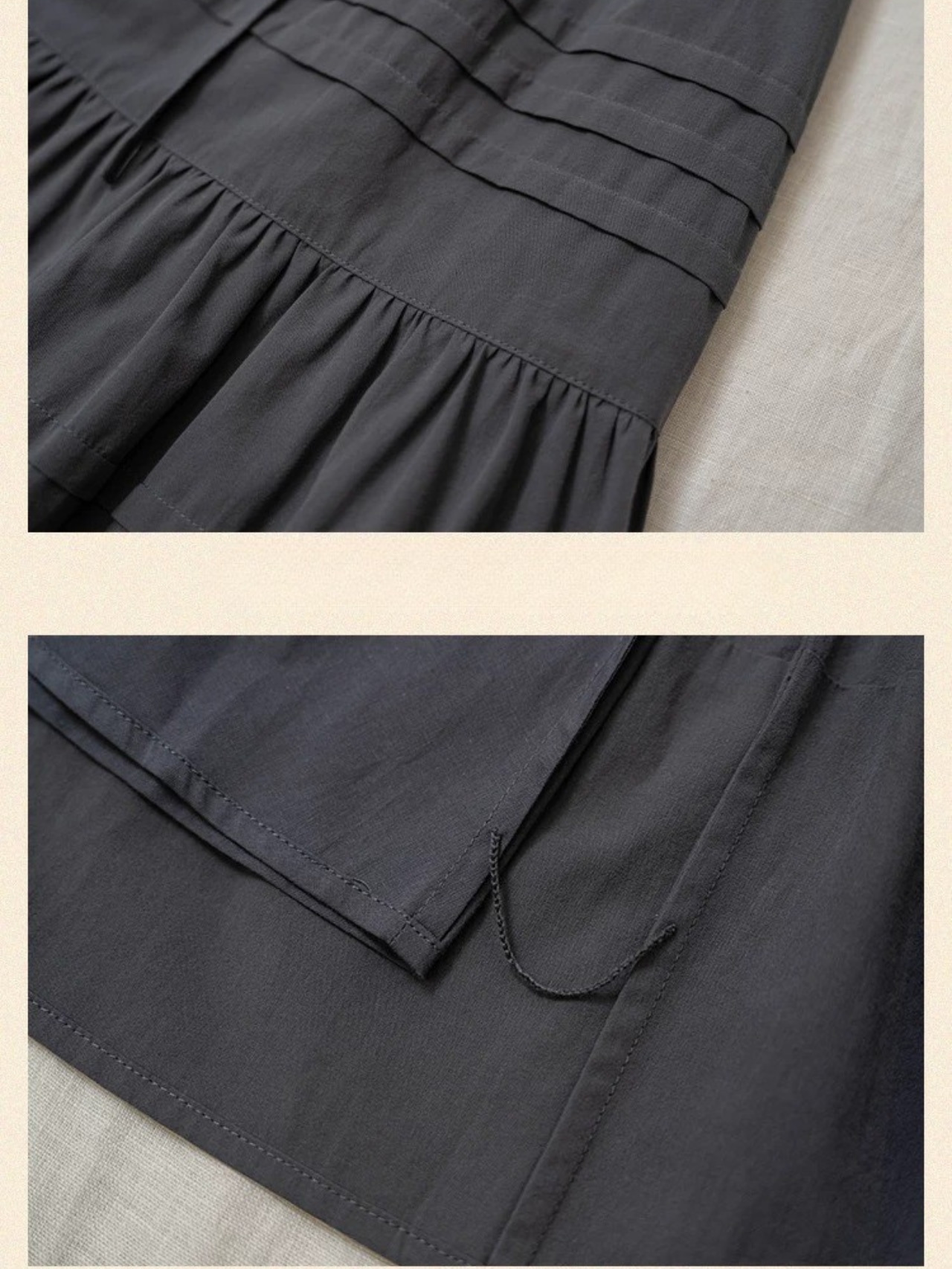 Délavé Gris Cotton Tiered Skirt F0820