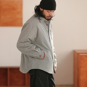 ユーズドピース・マルチボタンストライプシャツ K5535