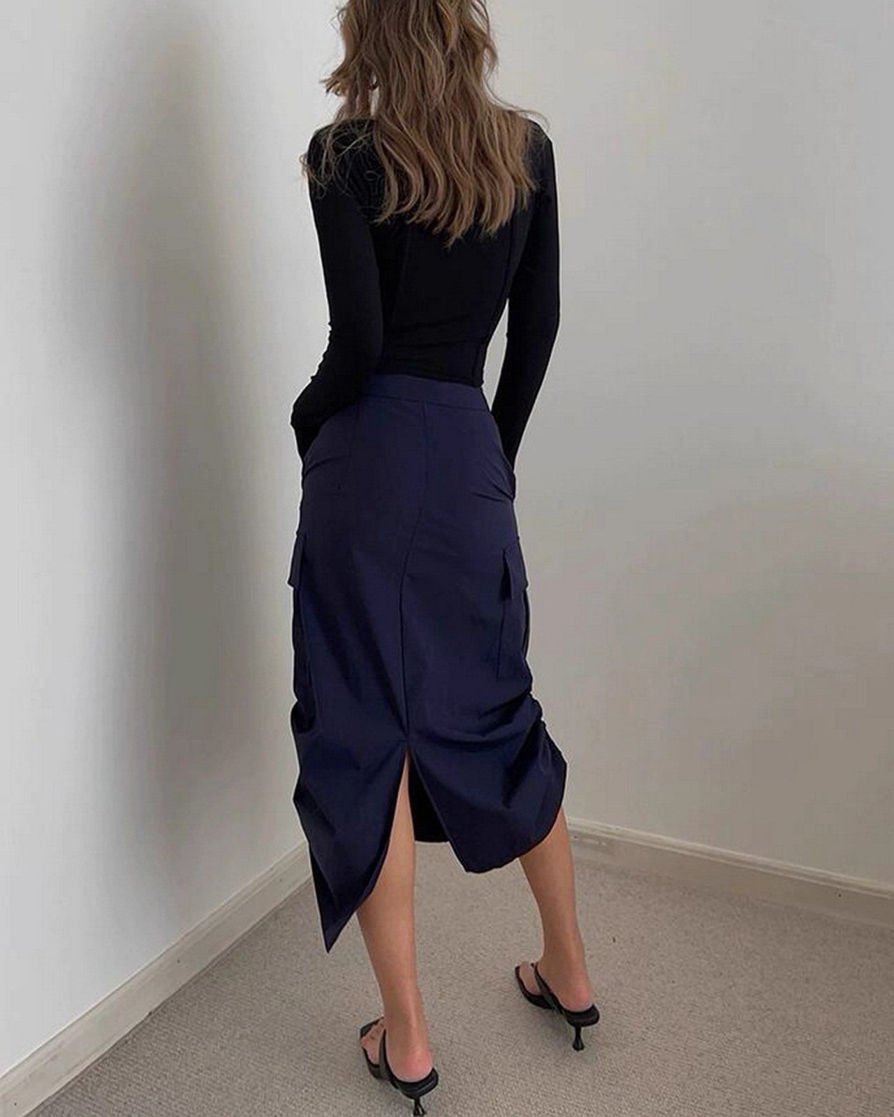 ポケット付きドローストリングワークスカート 4color  A0612 - 3