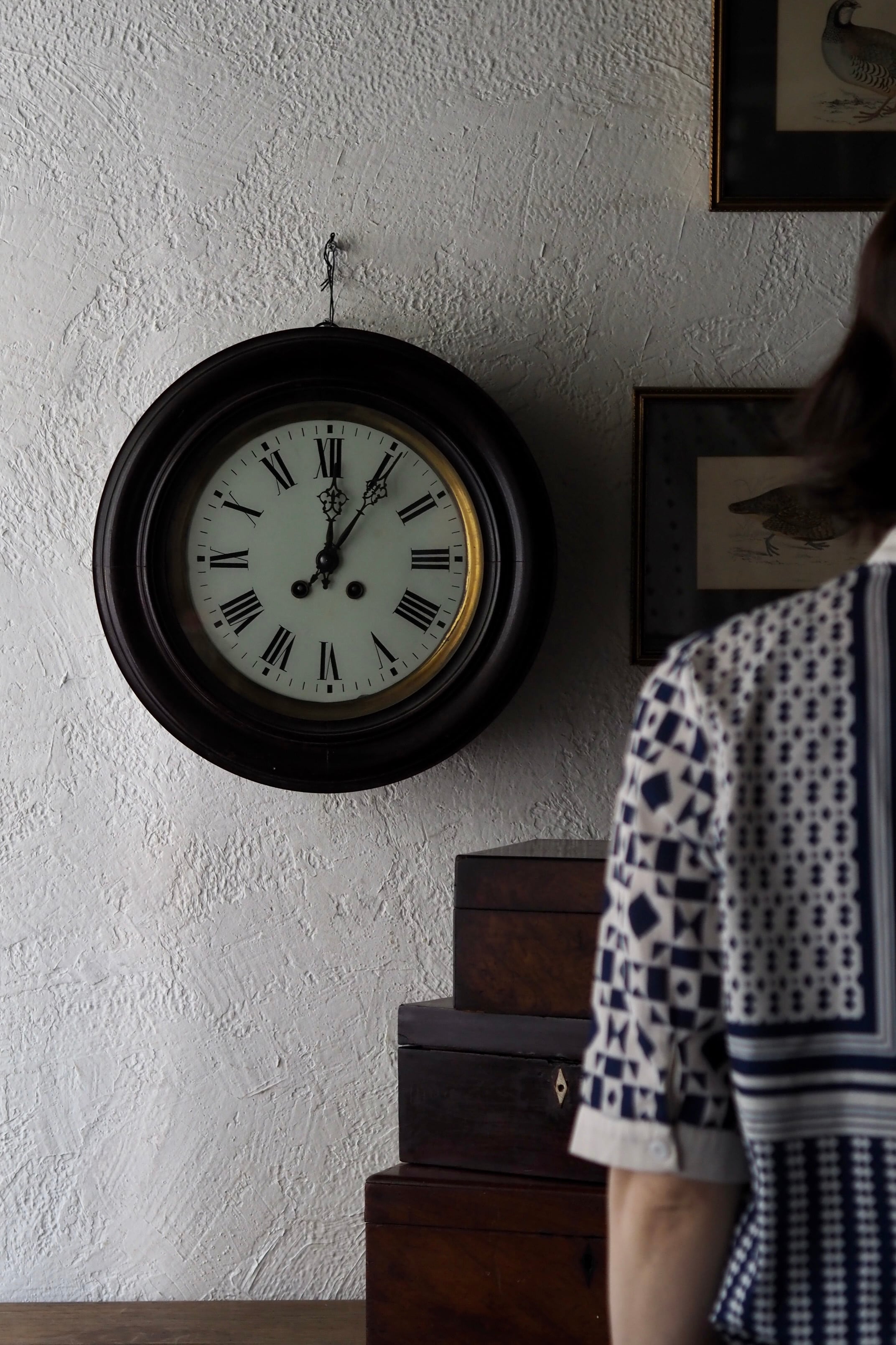 ローマ数字文字盤掛け時計-black wall clock | アンティーク