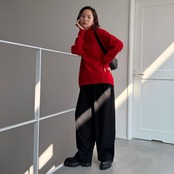 タートルもっちりニットPO/レッド