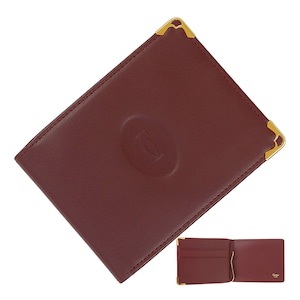 Unused CARTIER カルティエ マネークリップ 二つ折り マスト ドゥ カルティエ ボルドー L3000113 カーフレザー 未使用品