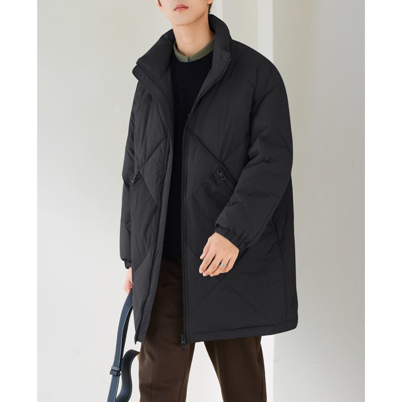 キルティング ジップアップ ヒップ丈コート af0340