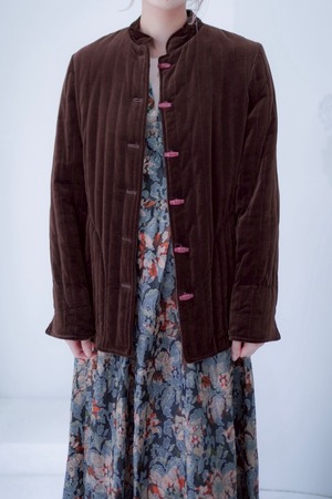 brown velours quilting jacket