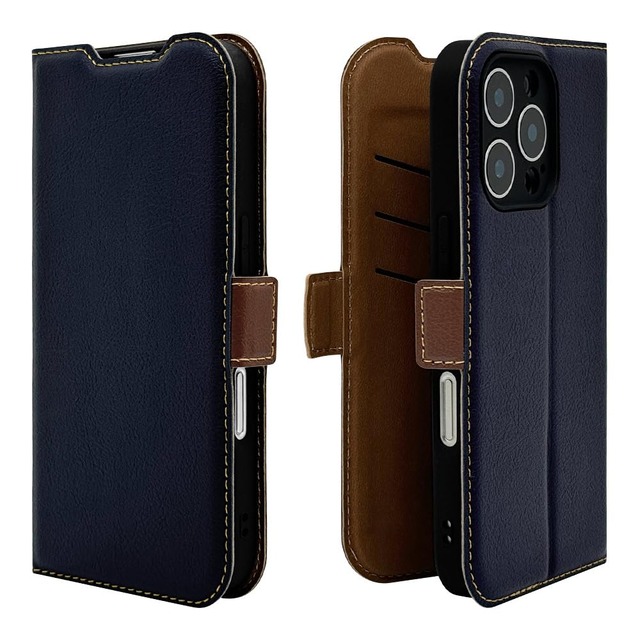 ラスタバナナ ケース カバー iPhone16 Pro 3眼 専用 手帳型 薄型 耐衝撃吸収 徹底保護 +COLOR NV×BR 8190IP461PBSMLNVB