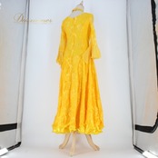 社交ダンス 衣装 スタンダード ドレス ワンピース パーティドレス prima boutique プリマブティック 黄色 花柄 長袖 イエロー系 鮮やか 存在感 ラインストーン レース フォーマル おしゃれ ダンス衣装 結婚式 祭典 服装 女性用 体型カバー セクシー フリル