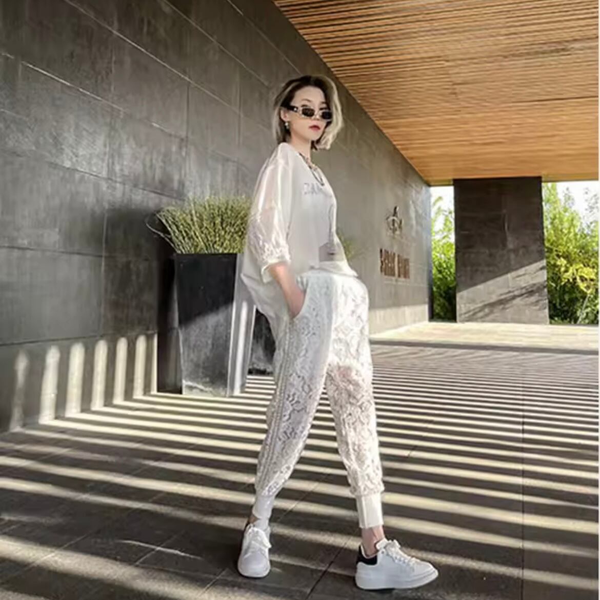 lace lady work pants