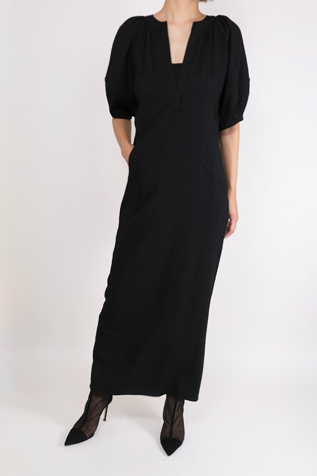 D-04 Gather Dress [BLACK]