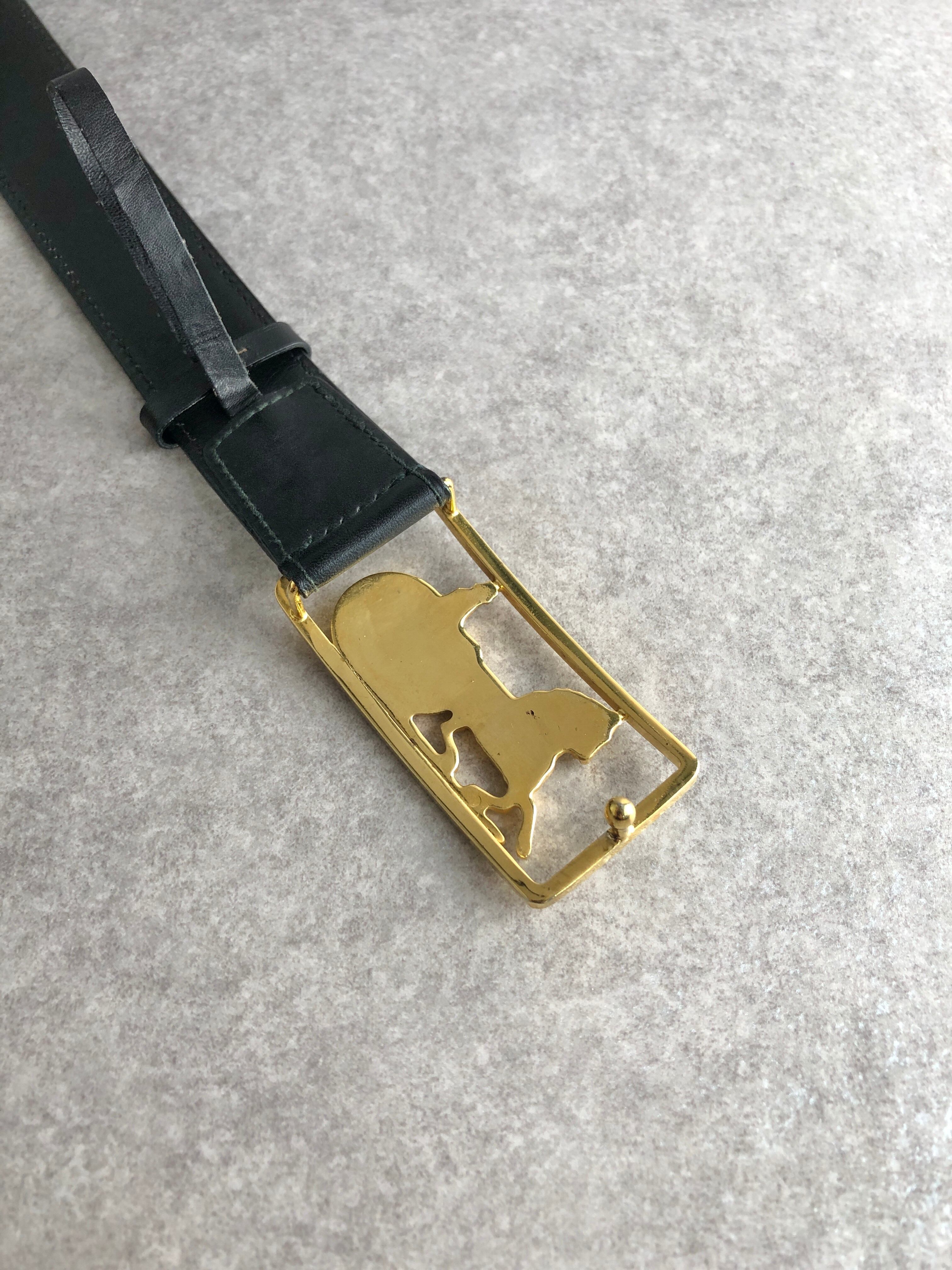 CELINE セリーヌ ベルト ブラック 馬車 ホースキャリッジ vintage