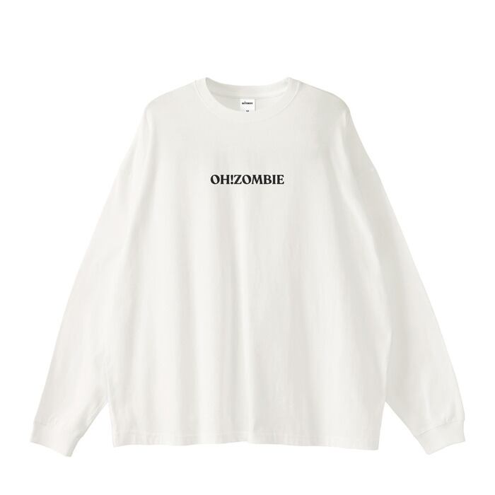 ロゴロングスリーブTシャツ I ホワイト I 刺繍ブラック I オーバー