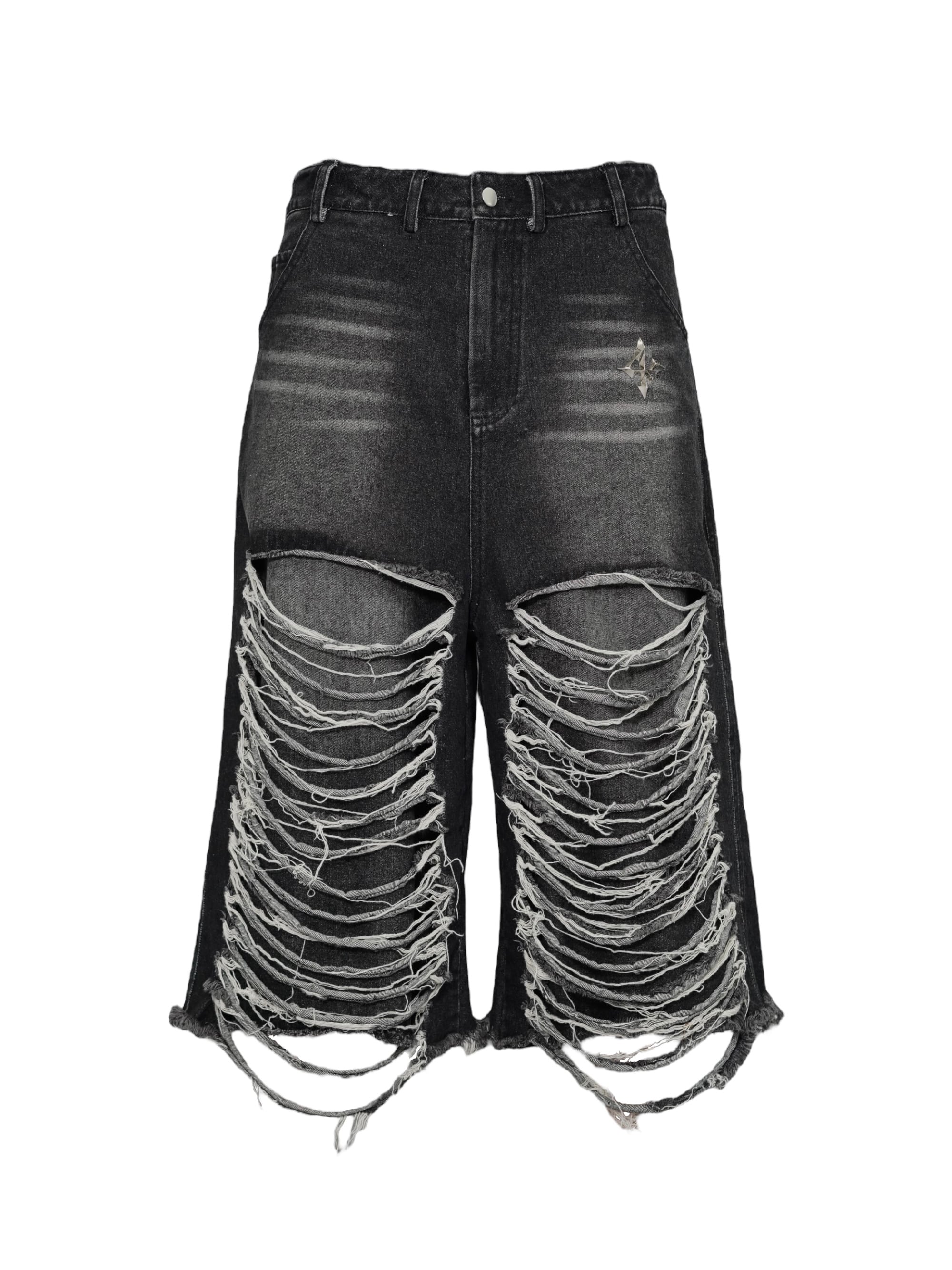 LOVE KILLER】Clash damage baggy denim shorts | OVERTURE WEB SHOP