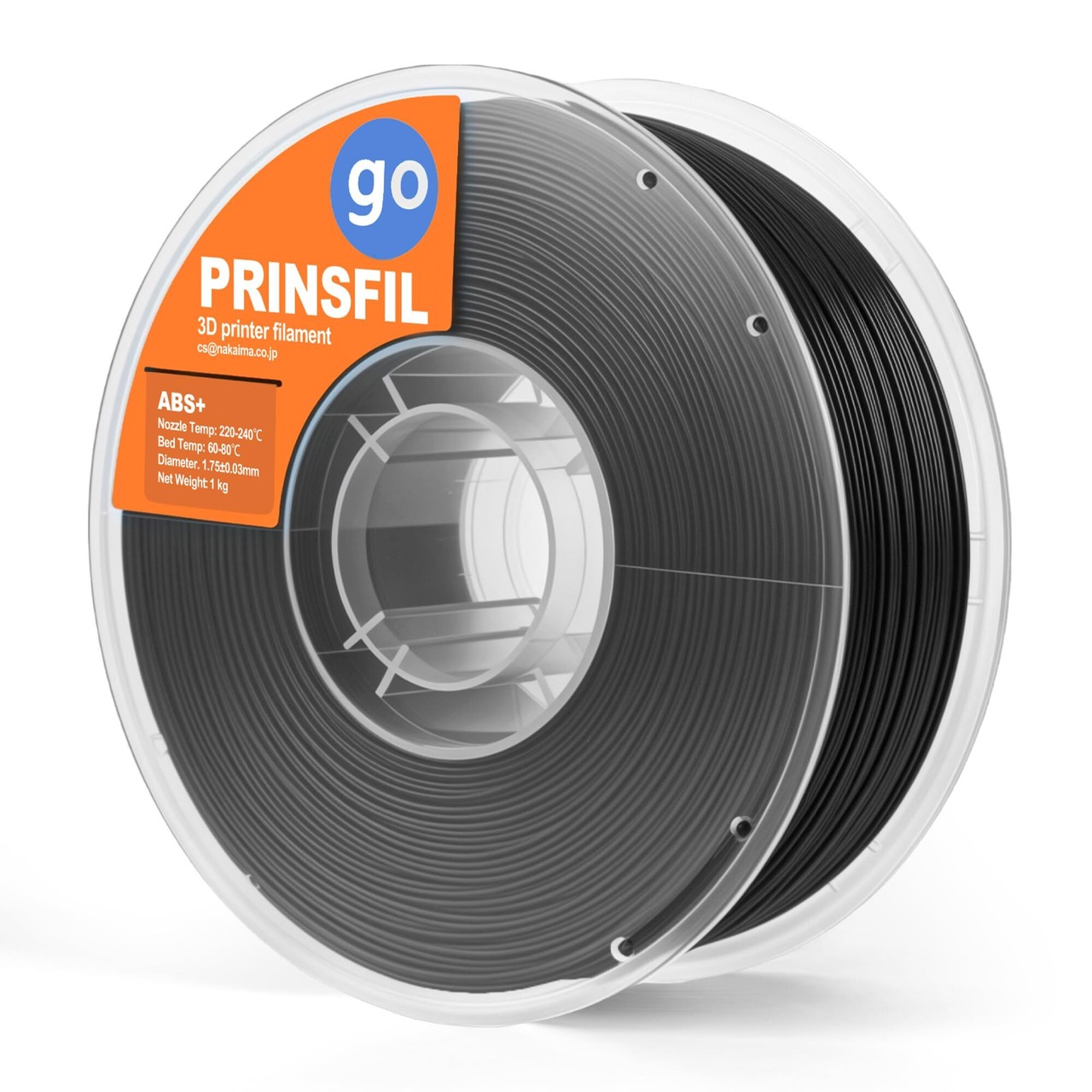PRINSFIL GO ABS+ 低翘曲 3Dプリントフィラメント(ブラック) – 推奨温度：ノズル220～240℃／ベッド60～80 ...