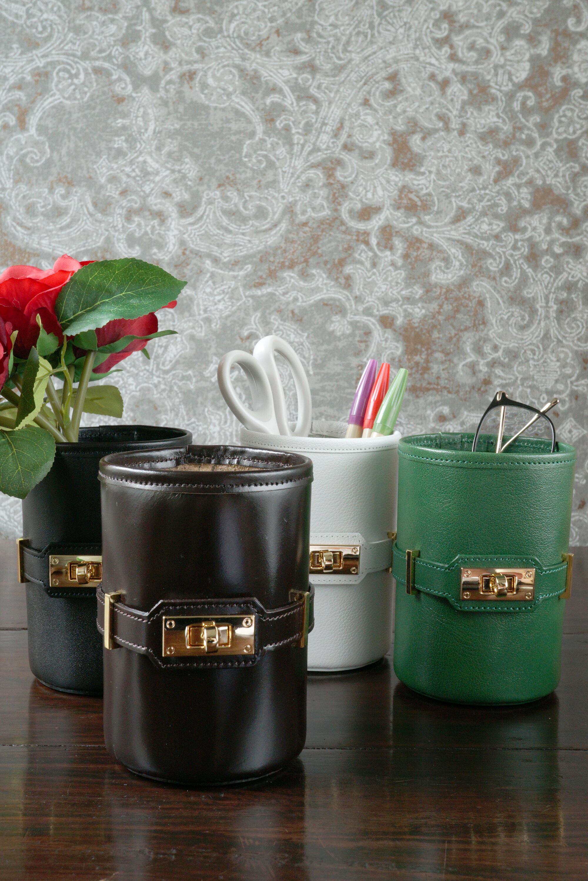 本革製ベルテッドポット80／眼鏡スタンド・ペンスタンド・フラワー