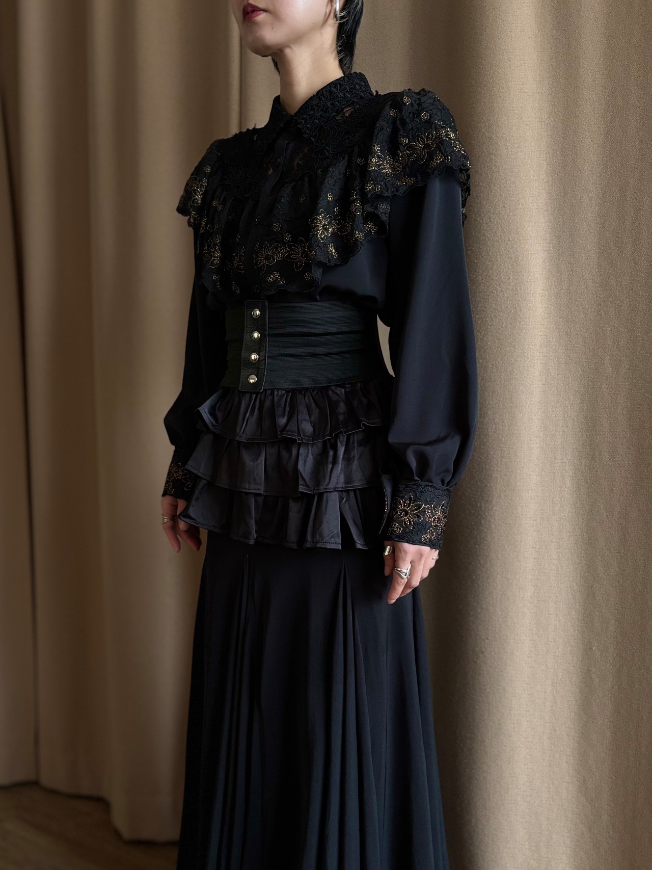 classical black lace shirt-5160-2