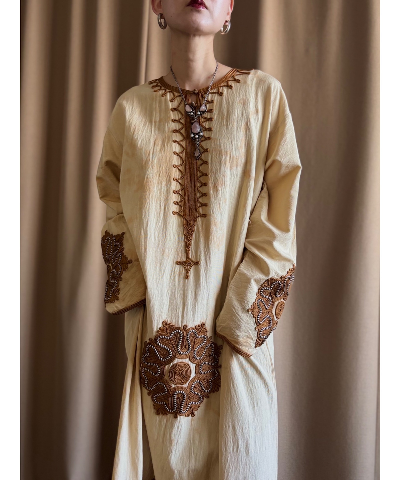 pale pink stone vintage necklace-4572-3