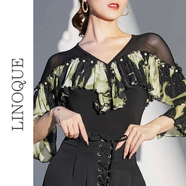 ベルスリーブシースルーパールレオタード 2color 【L00079】