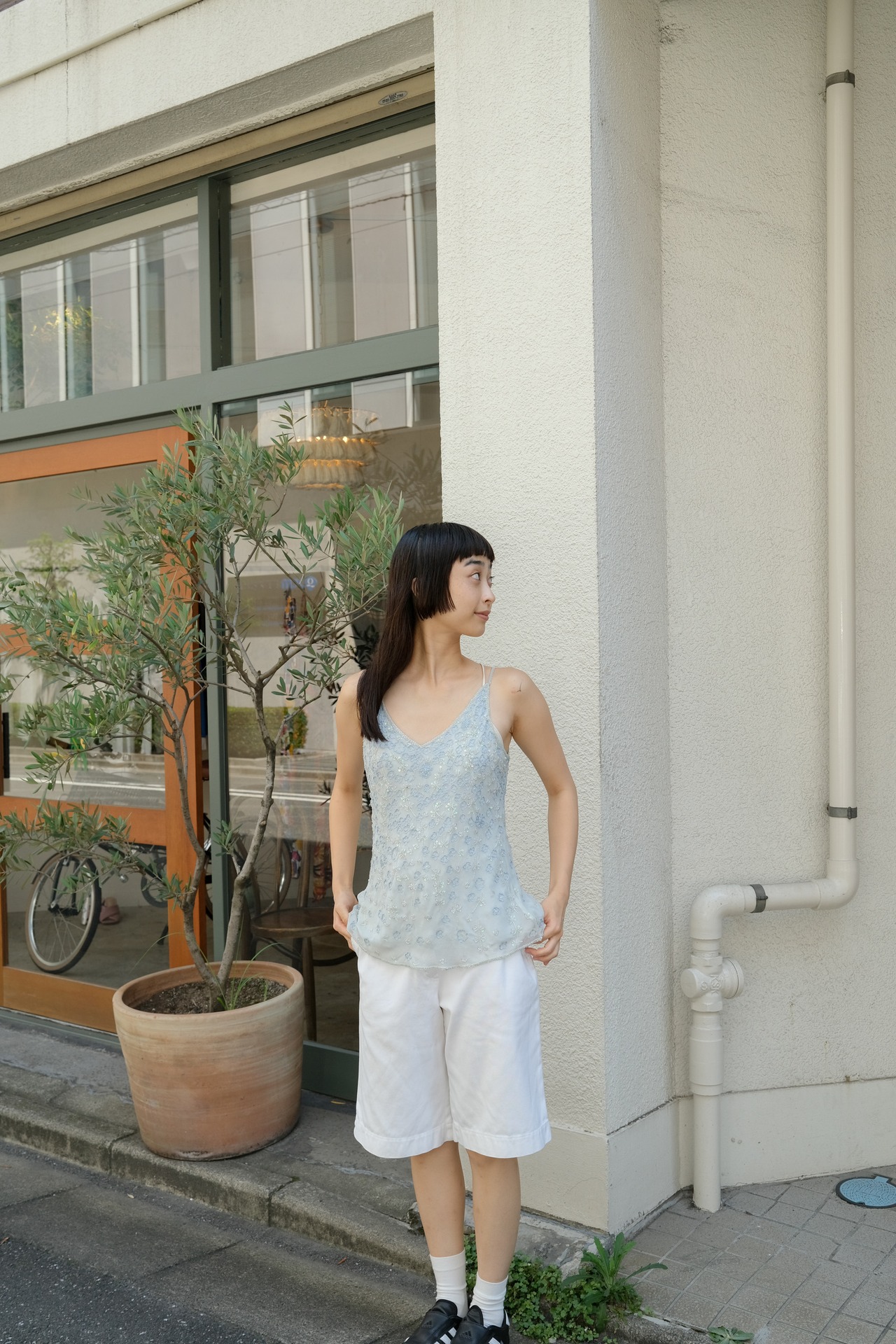 【送料無料】European beads silk camisole